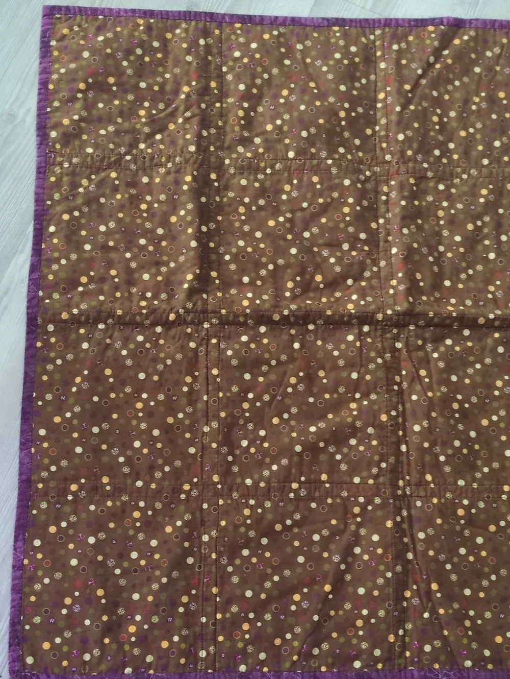Handmade Floral Patchwork Quilt Wall Hanging Signed by Grandma Colorful Folk Art